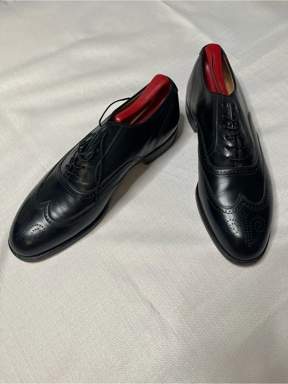 Vintage Nettleton Wingtip Leather Oxfords Fleur De Lis Medallion Brogue Rare